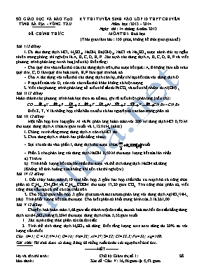 Đề thi tuyển sinh vào lớp 10 THPT chuyên năm học 2013 - 2014 môn thi Hoá Học